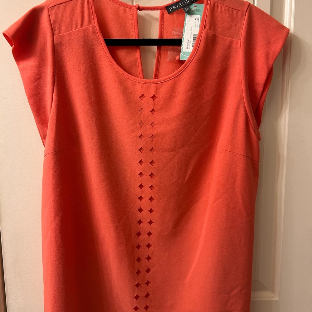 Brixon Ivy Coral Cap Sleeve Boxy Blouse